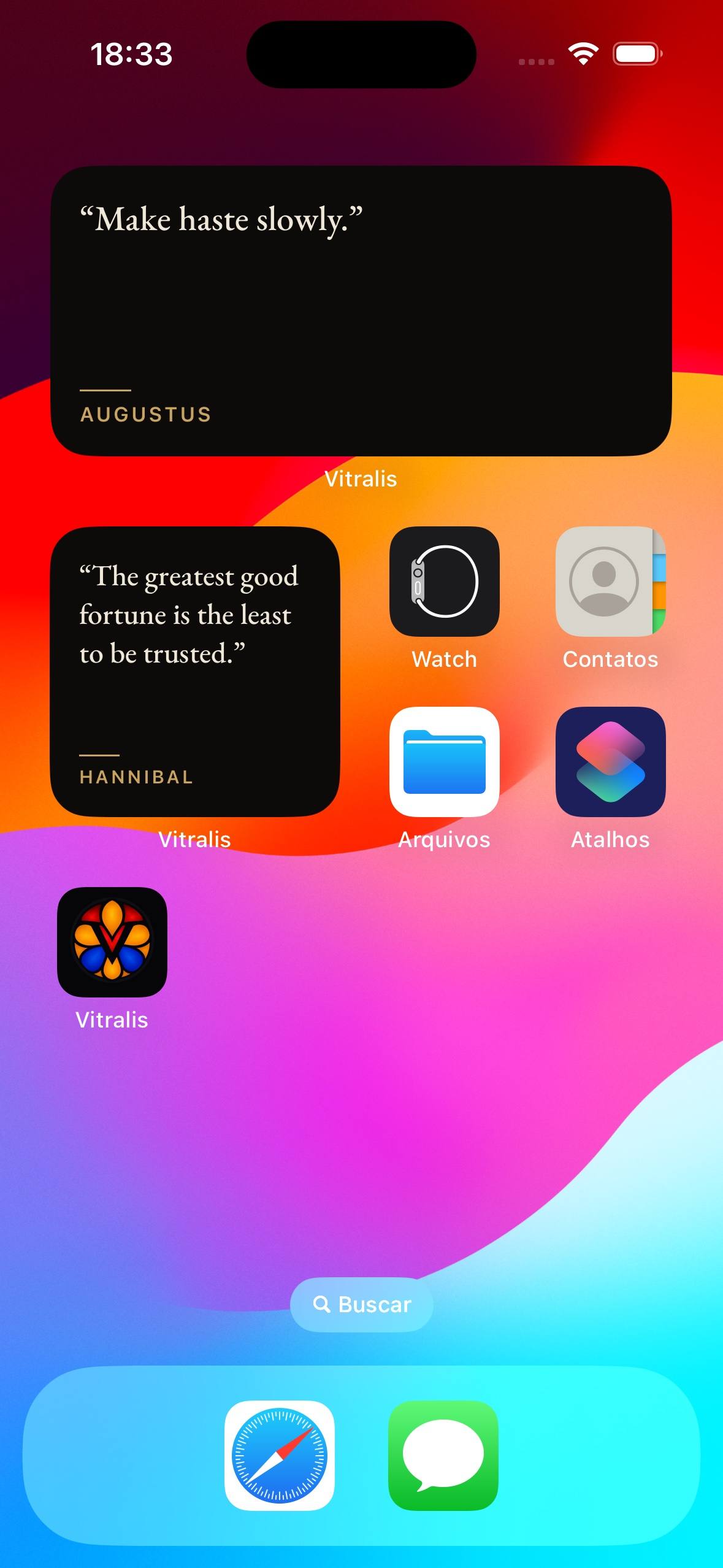 iPhone Home Screen with Vitralis widgets